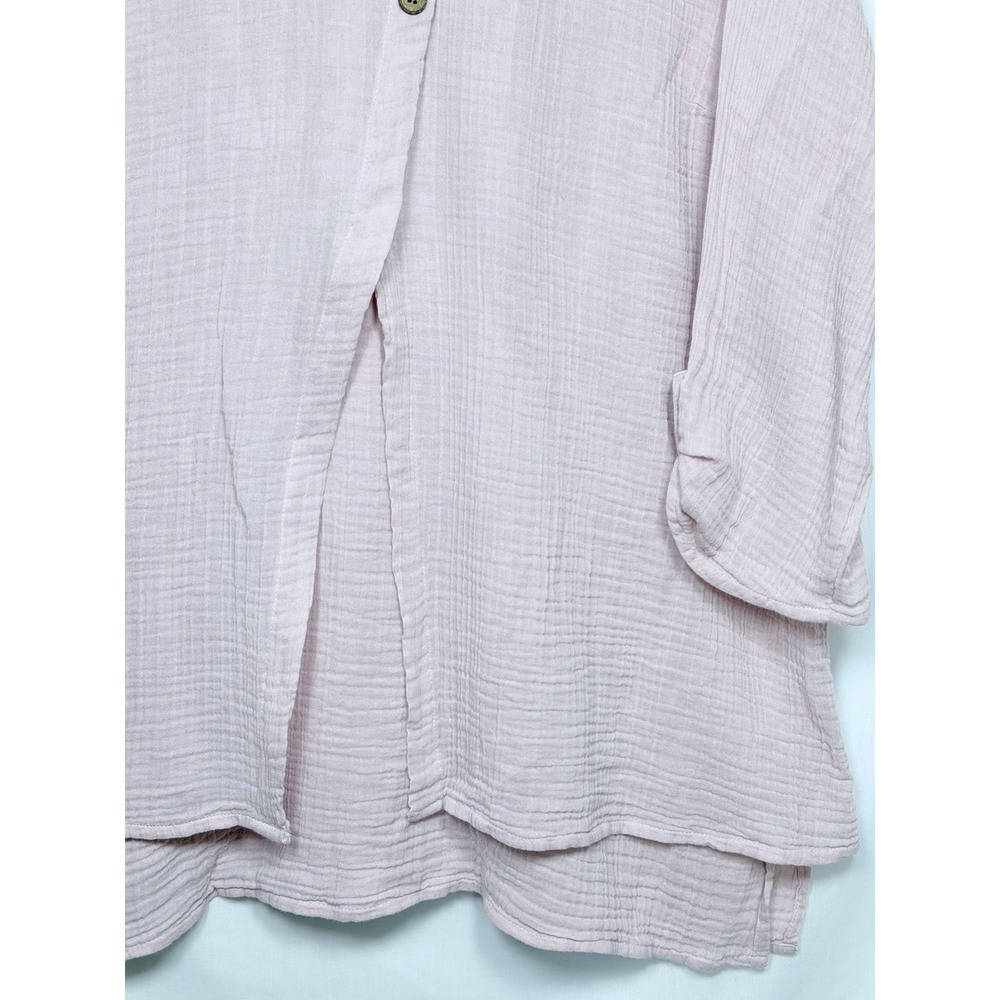 Coldwater Creek Light As Air Gauze Tunic 1X Blush Cotton Boho Lagenlook Layer - Picture 3 of 14